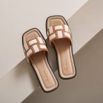 Woven Square-Toe Flat Sandals – Casual Summer Slip-On Slippers for Women - Image 4
